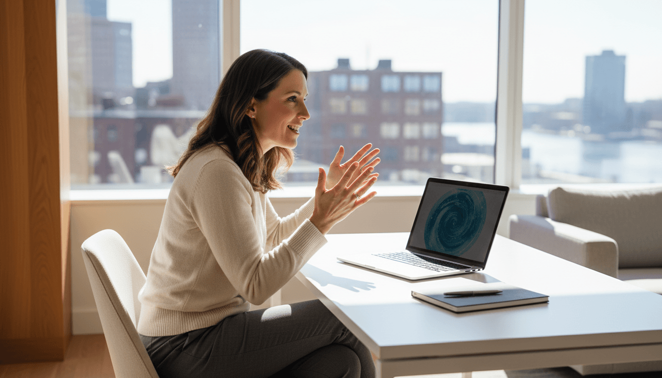 Founder Megan Schlesinger at her Boston office